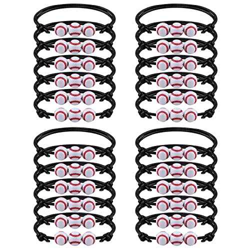 MIAHART 24 Pcs Ball Bracelet Adjustable Baseball Bracelet Sports Theme Bracelets Sports Party Favors