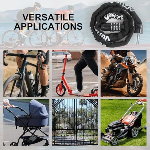 Venzio 4-Digit Combination Bike Chain Lock 4mm 3ft Anti-Theft Security