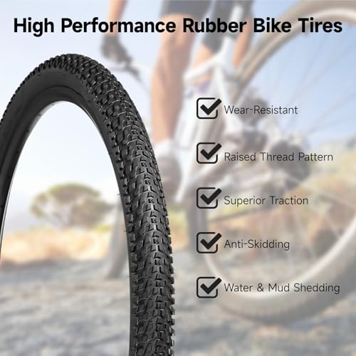29x2.35 Mountain Bike Tire Set with Tubes & Repair Kit - Durable All Terrain Replacement - Variation of THIS listing