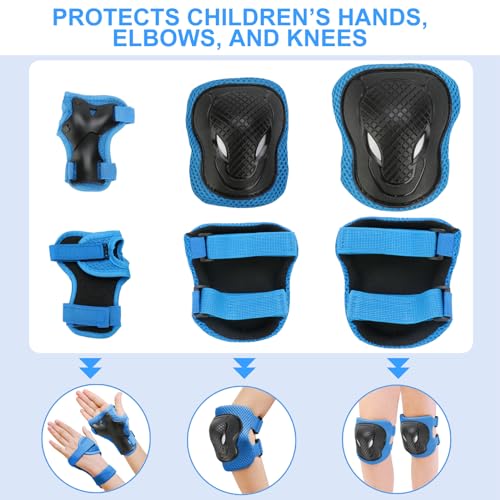 Blue Kids Bike Helmet Set for Ages 2-8 with Protective Gear - Toddler Safety Helmet