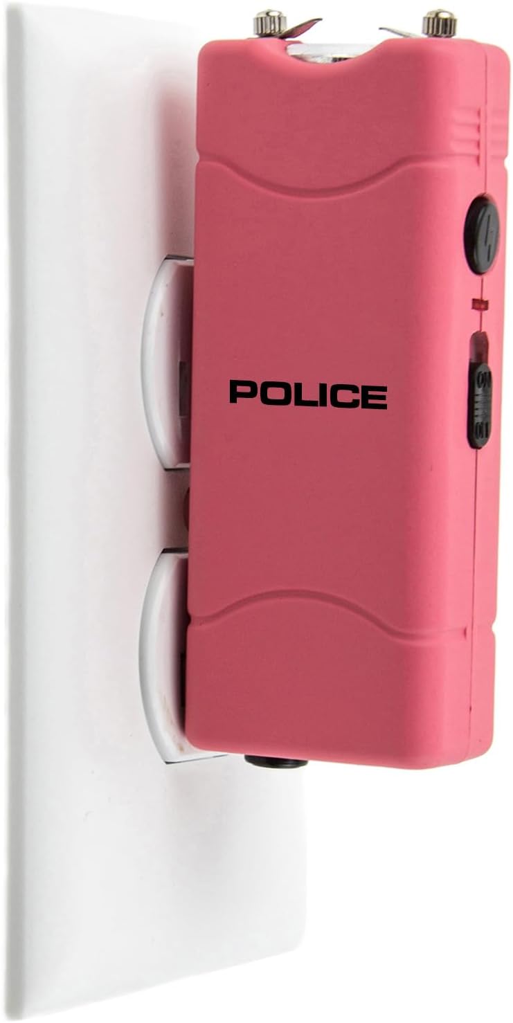 POLICE Stun Gun for Self Defense 801 – High Voltage Mini Rechargeable with LED Flashlight, Compact & Heavy Duty – Personal Security for Women & Men – Pink