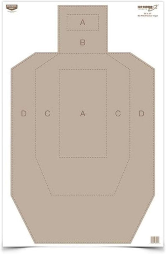 Birchwood Casey 23" x 35" Eze-Scorer IPSC Practice Shoot-Up Brilliant White Paper Targets for Indoor and Outdoor Use