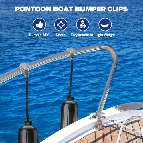 Boat Bumper Clips for Docking - Grey, Set of 4 - Fits 1 Inch & 1.25 Inch Square Tube - Variation 4