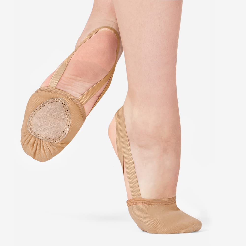 Stelle Half Soles Dance Shoes Women Men Canvas Lyrical Pirouette Ballet Shoes Turners Dance Shoes for Contemporary (Sand,7.5/8.5)