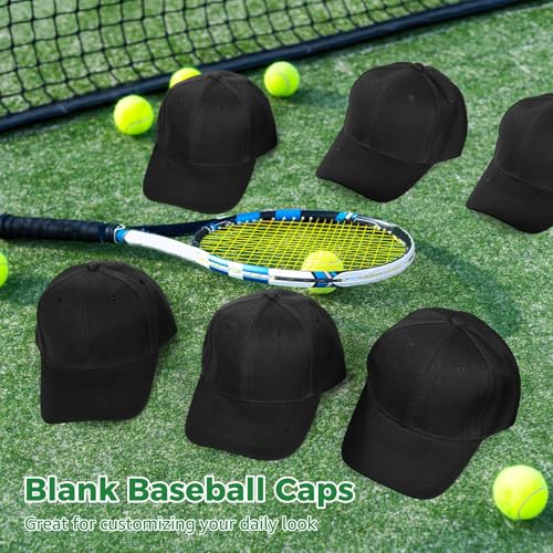 Black Baseball Caps Bulk 24 Pack - Unisex Trucker Hats with Adjustable Strap