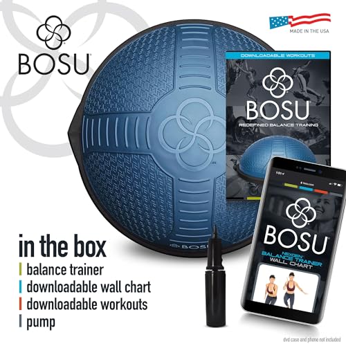 BOSU NexGen 25IN Home Fitness Exercise Gym Strength Flexibility Balance Trainer with Rubberized Non Skid Surface and Hand Air Pump