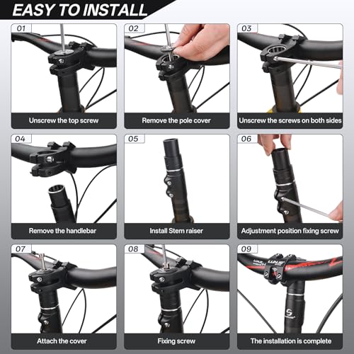 Bike Stem Riser Extender - 1-1/8" 28.6mm Fork Bicycle Handlebar Rise - 90mm