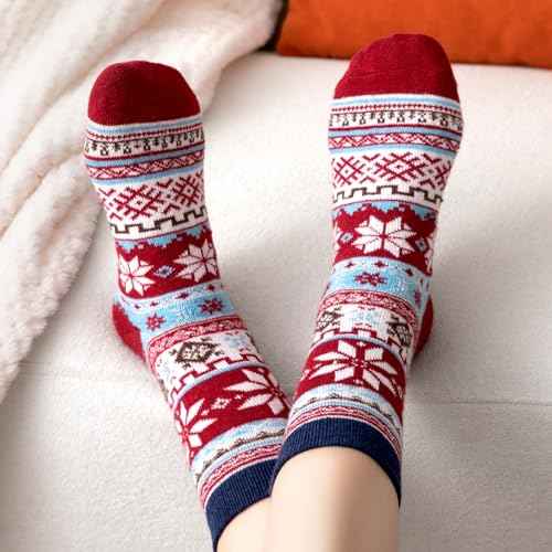 Wool Socks for Women - Womens Wool Socks Winter Sock for men Warm Thick Knit Soft Vintage Casual Crew Sock
