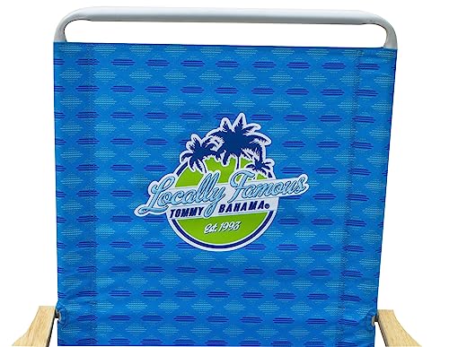 Tommy Bahama 2-Pack of 4-Position Extended 12.8" Seat Height Easy in-Easy Out Folding Beach Chair, Light Blue
