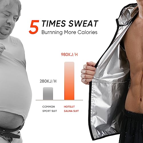Black Sauna Suit for Men Weight Loss Sweat Training Jacket & Pants Large