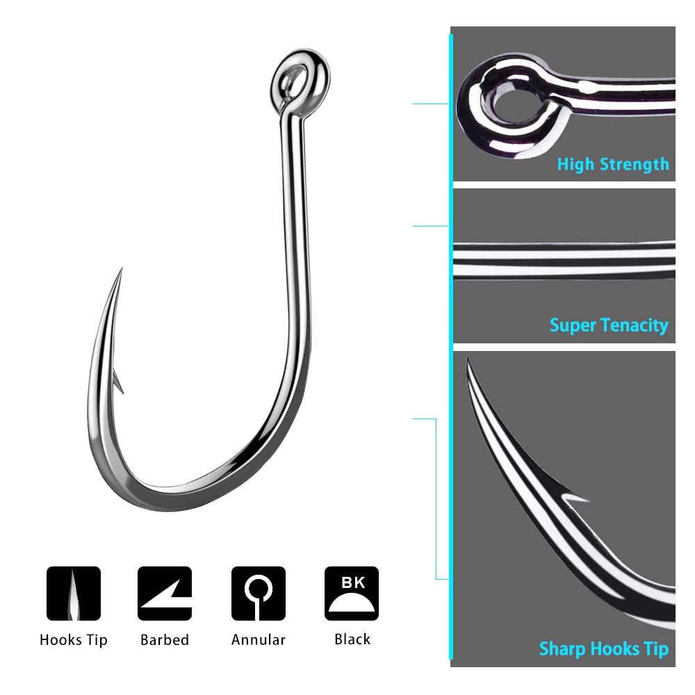 AMHDV 200pcs/pack Circle Fishing Hooks Super Strong Octopus Barb Fishing Hook for Freshwater Saltwater (200pcs-5/0#)