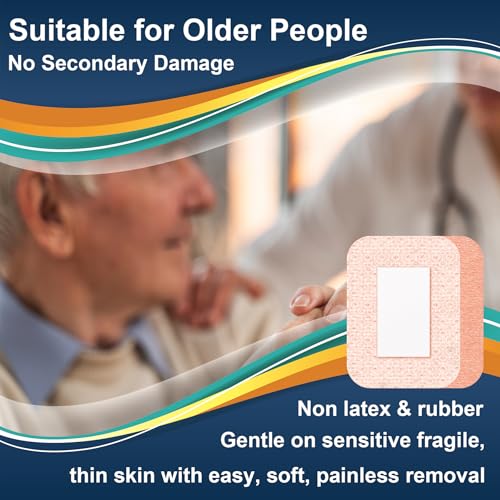Silicone Adhesive Bandages Extra Large Size for Sensitive Fragile Skin 3"x4" 15 Counts Flexible Fabric Latex Free Hypoallergenic Breathable Bandages for Adhesive Allergy Wounds