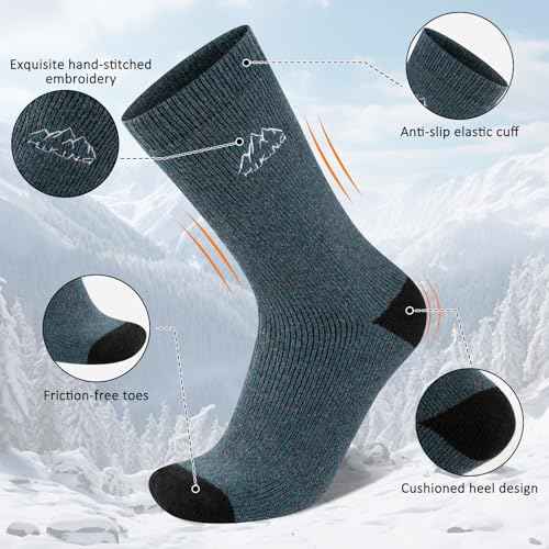 COOVAN Mens Merino Wool Hiking Socks Crew Thermal Winter Outdoor Boot Socks for Cold Weather 3 Pairs