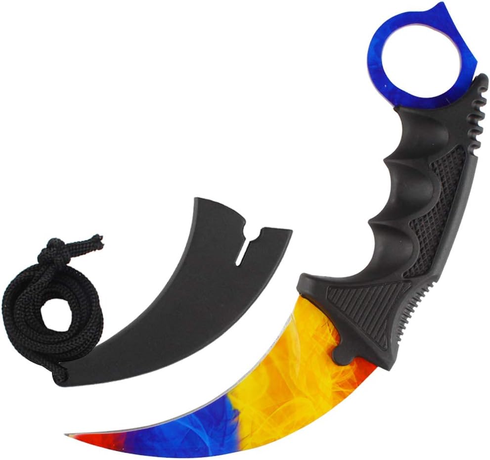 Andux Karambit Camping Hunting Tool with Cord ZD-01 (Purple-White)