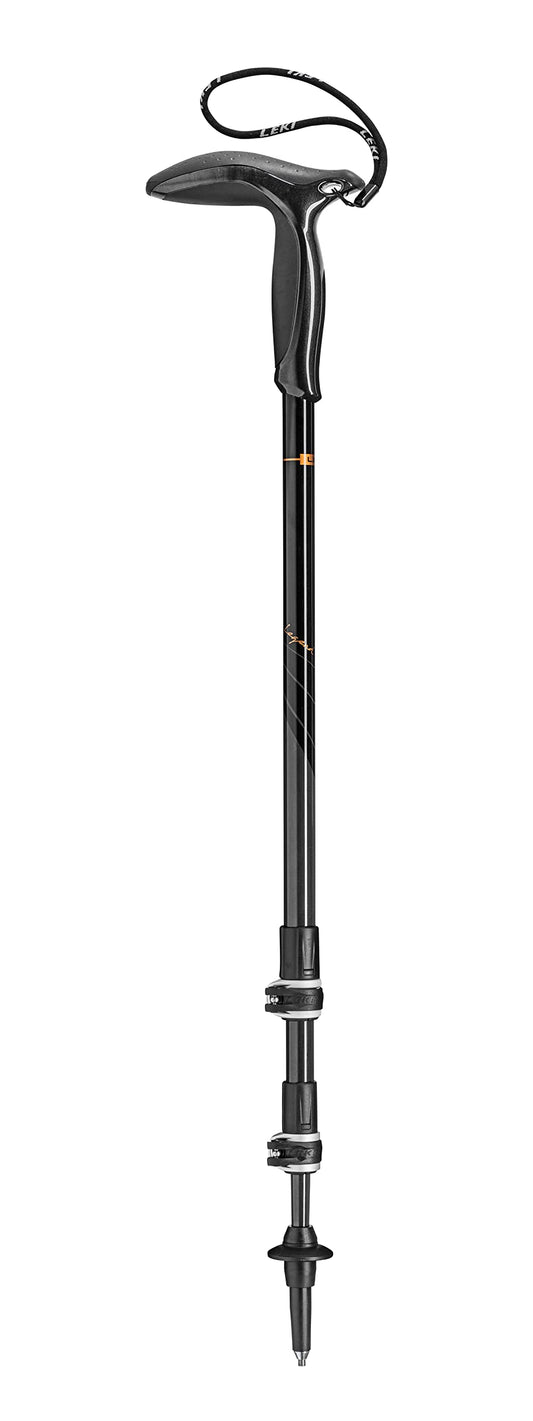 LEKI Legend Black Carbon Adjustable Lightweight Walking Pole (Single) for Trekking & Hiking - Black-Anthracite-Copper - 90-120 cm