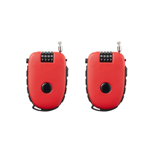 Dsadrwq 2 Pcs Portable Steel Wire Lock Cable Anti-Theft Telescopic Retractable Combination Security Lock for Bicycle, Trunk, Lockers (Red)