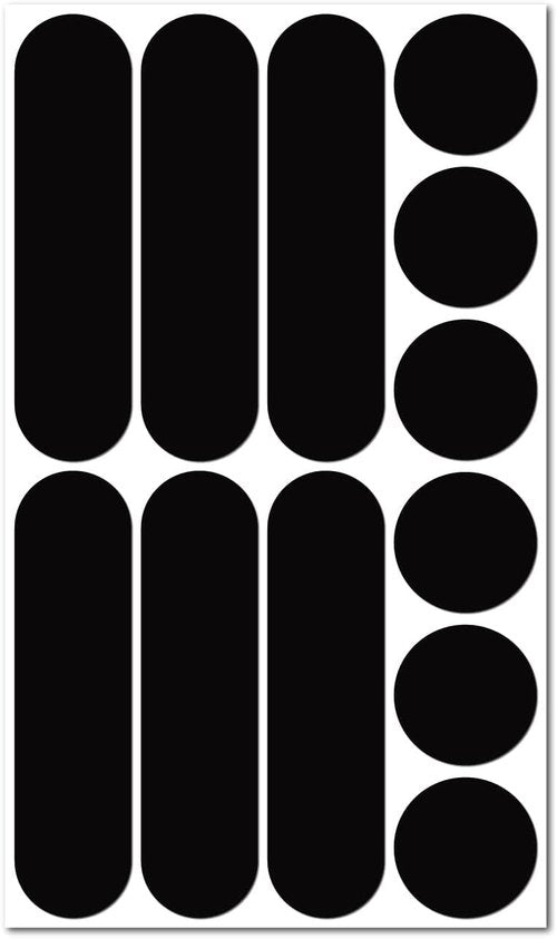 Éco MULTI, (2 Pack) 12 retro reflective stickers kit, Night high visibility safety, Universal adhesive for Bike/Stroller/Buggy/Helmet/Motorbike/Scooter/Toys, Black