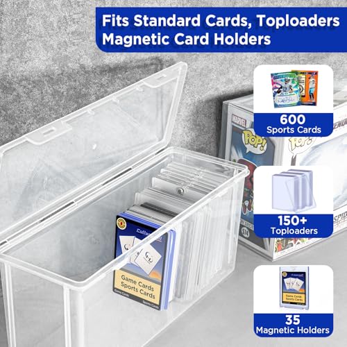 Trading Card Storage Box Set - 10 Plastic Card Holders for Sports & Collectible Cards