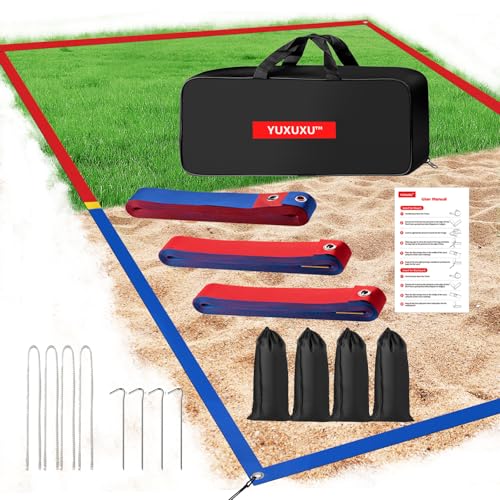 Short Court Beach Volleyball Boundary Lines 26.3' x 52.6' - Red & Blue