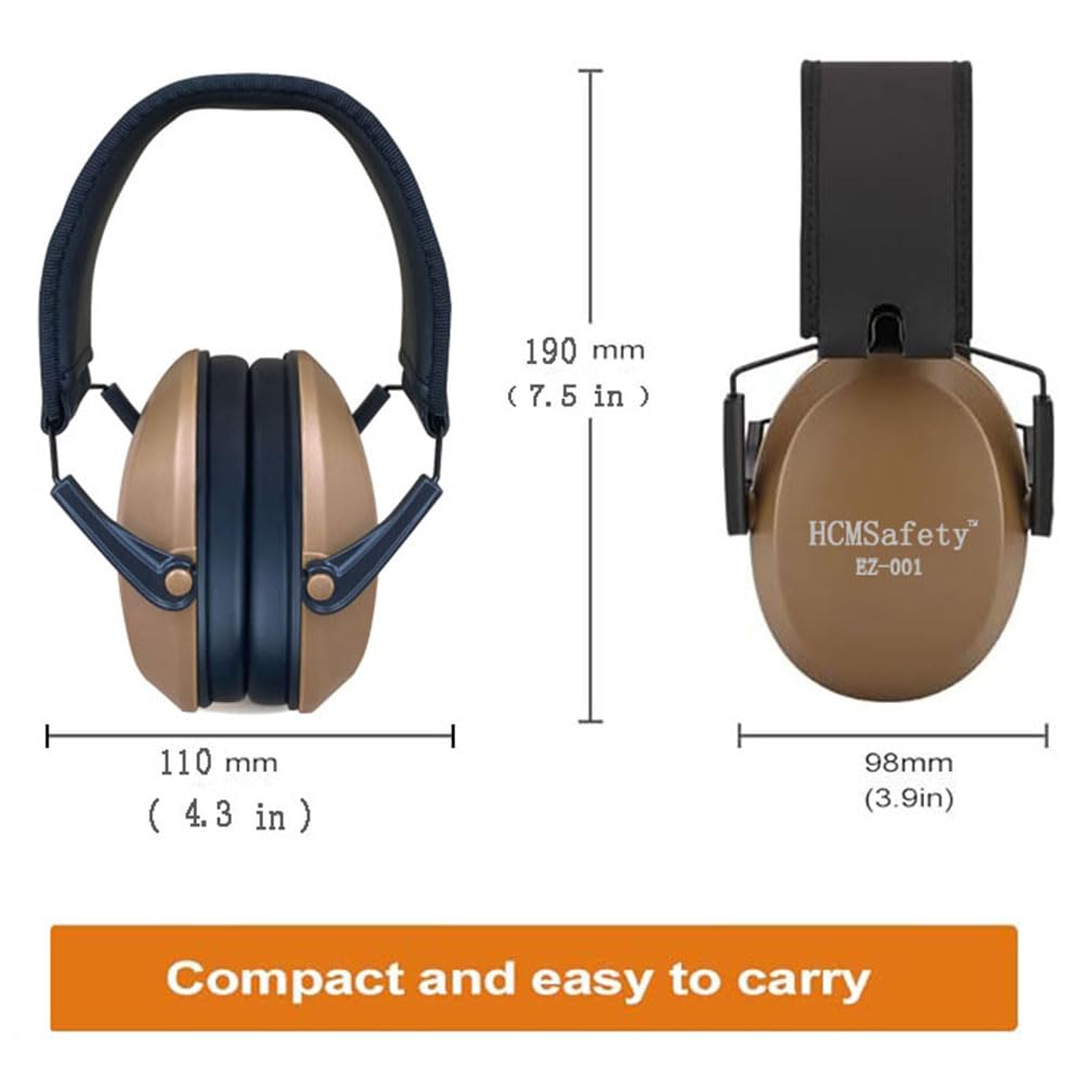 HCMSafety Professional Noise-Cancelling Earmuffs, 22dB Noise Reduction, Portable Foldable Design,Lighter Weight Noise Reduction Earmuffs,Easy to store and carry,ear muffs for noise reduction