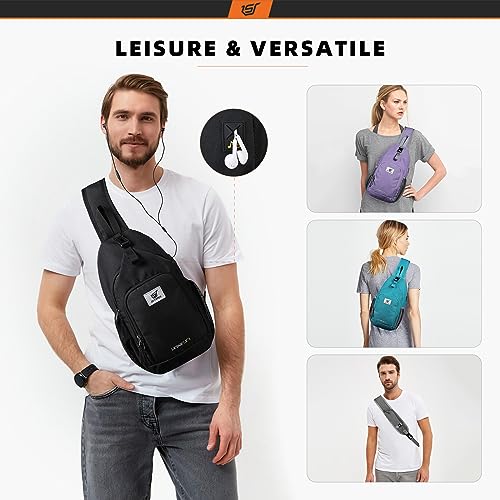 SKYSPER RFID Crossbody Sling Bag for Travel Hiking Women Men Black