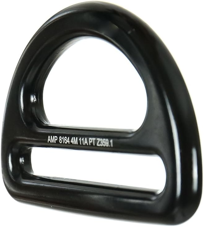 Fusion Climb Black Bretta Aluminum D-Ring for 3 1/4" Webbing - Lightweight and Slotted for Industrial and Climbing Use