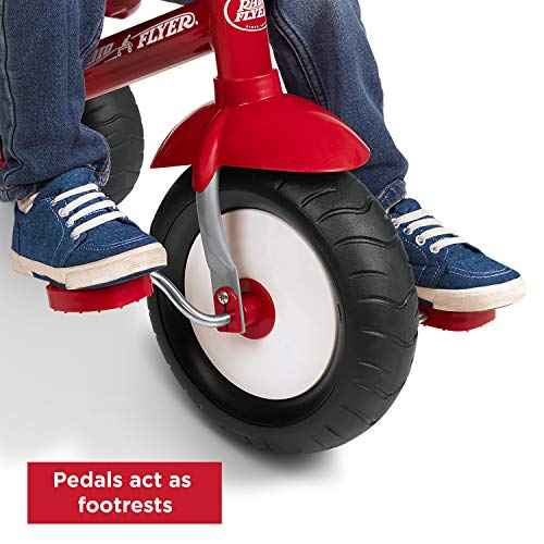 Radio Flyer Deluxe Steer & Stroll Kids Tricycle, Toddler Trike for Ages 2-5, Red