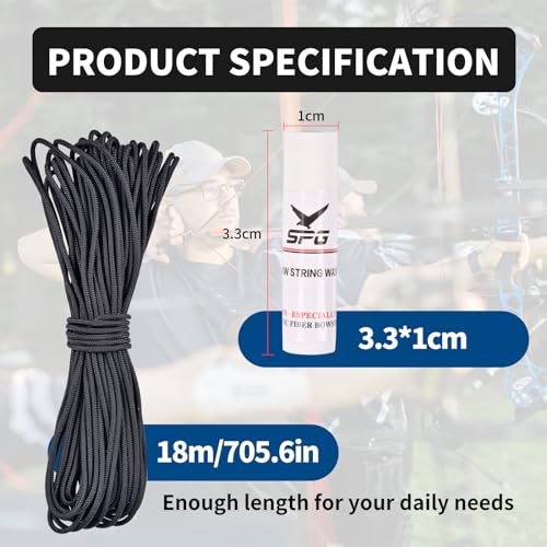 D Loop Material for Compound Bow 59ft Tear-Resistant Archery String with Wax