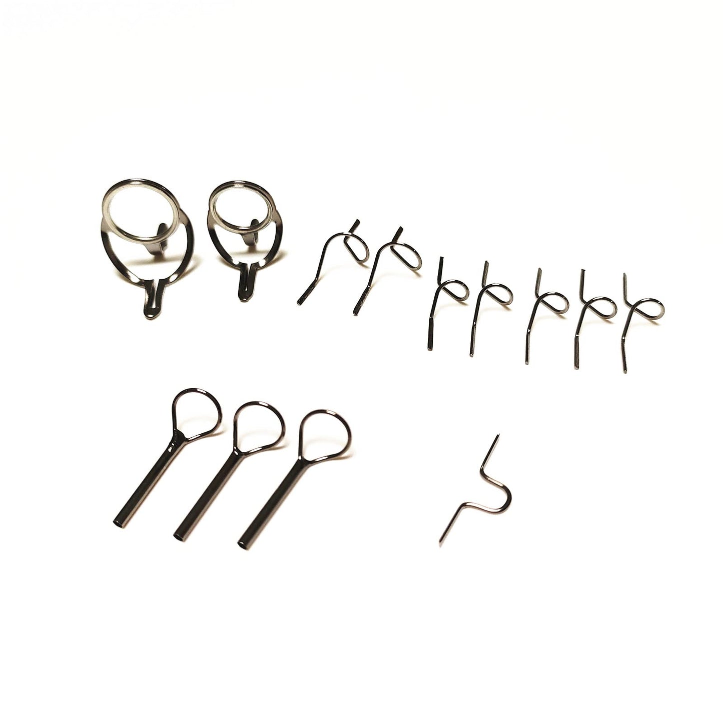 Kalavarma Fly Fishing Rod Repair Guide Kit Classic Fly Rod Wire Loop Fly Tops Sliver,Black,Gun Smoke Color (White)