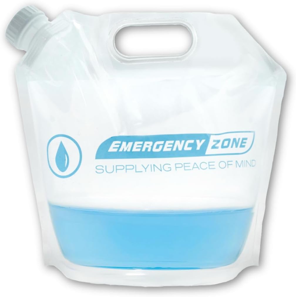 4 Liter/1-Gal Water Pouch for Emergency Water/Food Storage, Camping, and Hurricane Supplies for Home | Compact Collapsible Water Container