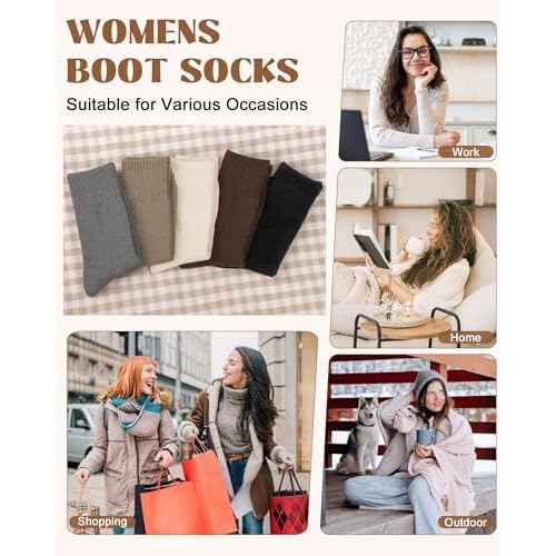 YSense Wool Socks for Women, Winter Boot Socks Stocking Stuffers Gifts for Women Warm Crew Hiking