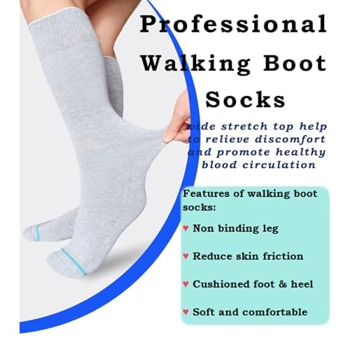 Walking Boot Sock Replacement Extra-Wide Knee High Socks for Foot Brace,Fracture Boot Men & Women 2 Pairs
