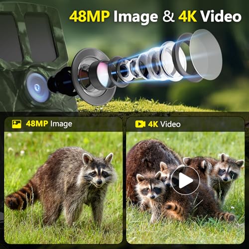 Trail Camera WiFi 4K 48MP Night Vision with 64GB Memory Card