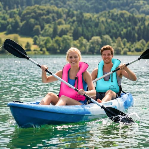 Blue Inflatable Snorkel Vest for Adults up to 220 lbs - Adjustable Buoyancy Life Jacket