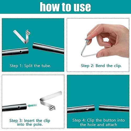 Sliverdew 12-Pack Tent Pole Clips, 8mm Stainless Steel, Spring Snap, Kayak Paddle, Camping Tent, Sunshade, Universal