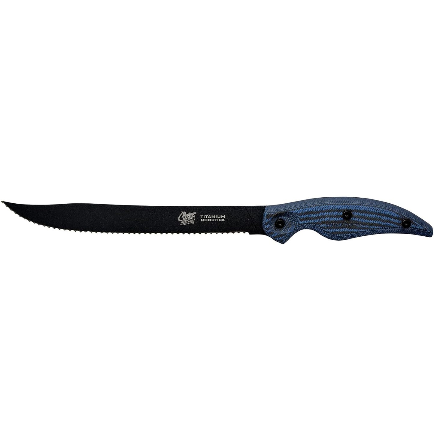 Cuda 9" Serrated Professional Saltwater Corrosion Resistant Stainless Carpenter Steel Fish Filleting Knife with Hard Molded Sheath Included