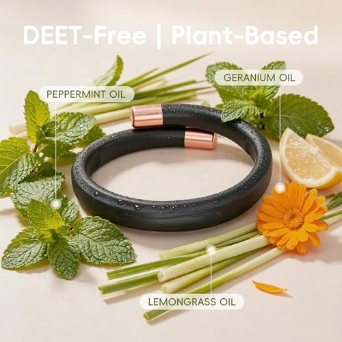 Refillable Mosquito Repellent Bracelets for Adults and Kids - Black, 1 Pack