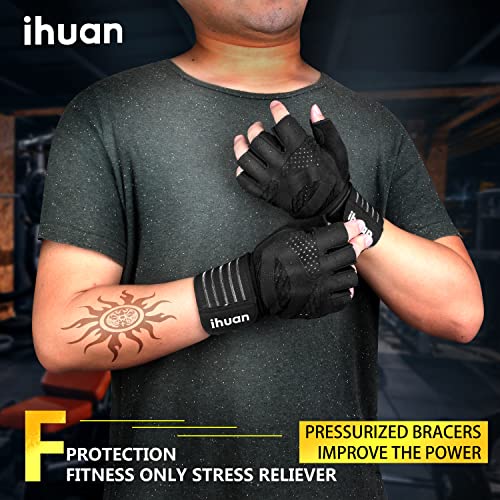 X-Small Black Ventilated Weight Lifting Gloves with Wrist Support for Men & Women