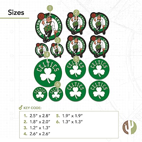 Boston Celtics Vinyl Sticker Sheet - 8.5 x 11 Inches, Team Fan Decal