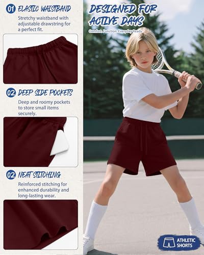 Boys Athletic Shorts 4 Pack - Casual Sweat Shorts for Kids