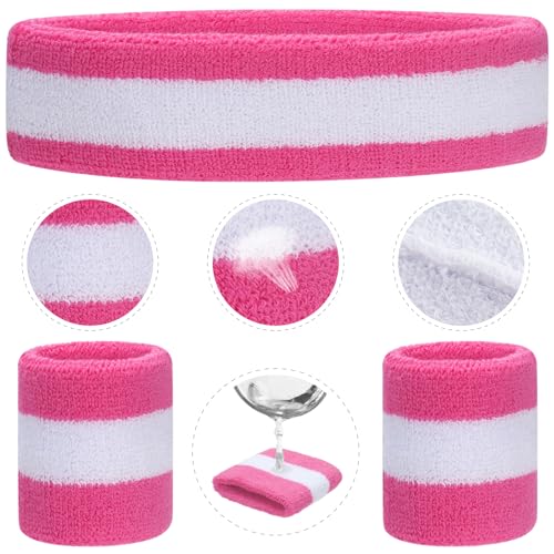 ONUPGO Kids Sweatbands Toddler Headband Wristband Set - Athletic Cotton Baby Sweat Band for Kids Youth Baby (1 Headband + 2 Wristbands)