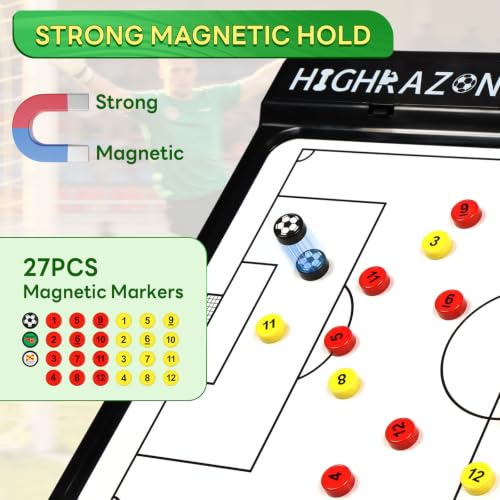 HIGHRAZON Magnetic Soccer Coaching Board - Double Sided Tactical Board for Soccer Training