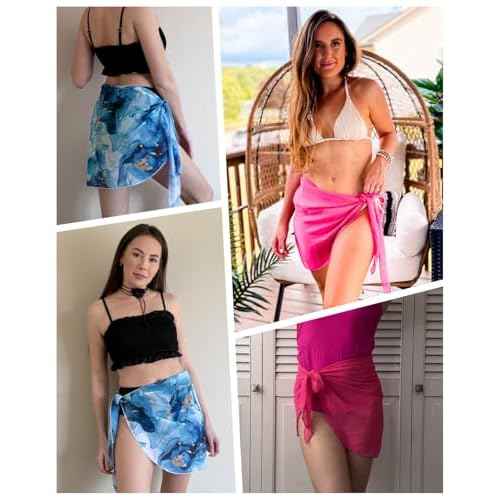 Holipick Sarong Cover Up Wrap Skirt Bathing Suit Sheer Swimsuit Sarong for Beach Chiffon Coverup