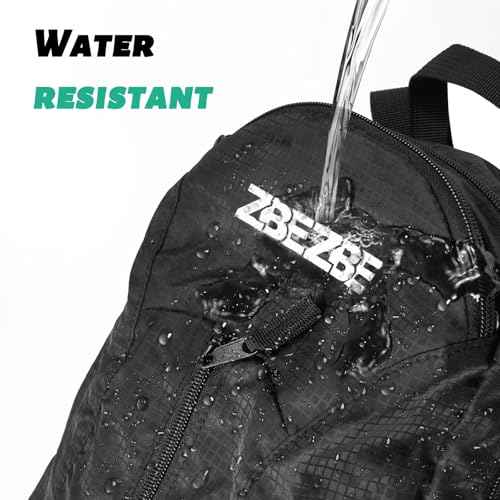 Foldable Packable Backpack - Lightweight Waterproof Hiking & Cycling Daypack, Large-capacity Black