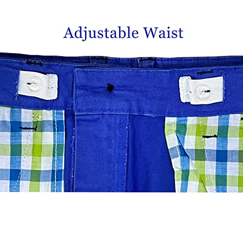 Boys Chino Shorts with Adjustable Waist - Flat Front, 11-12 Years, Blue