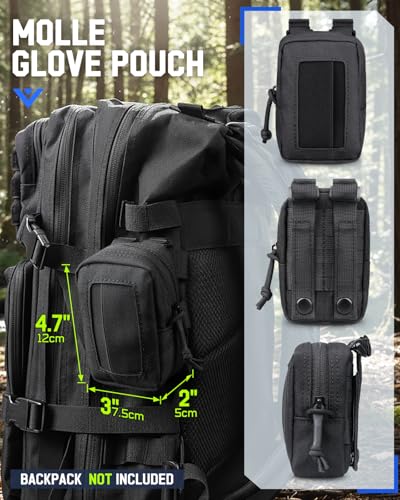 Police Duty Glove Holder Pouch with Molle System - Black