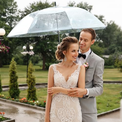 G4Free Clear Golf Umbrella - Transparent Auto Open Large Windproof Waterproof with Sleeve - One Pack
