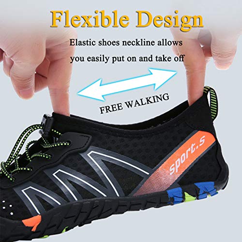 Water Shoes Men Women Barefoot Aquatic Shoes for Beach Pool River - 12 Women / 11 Men, Black