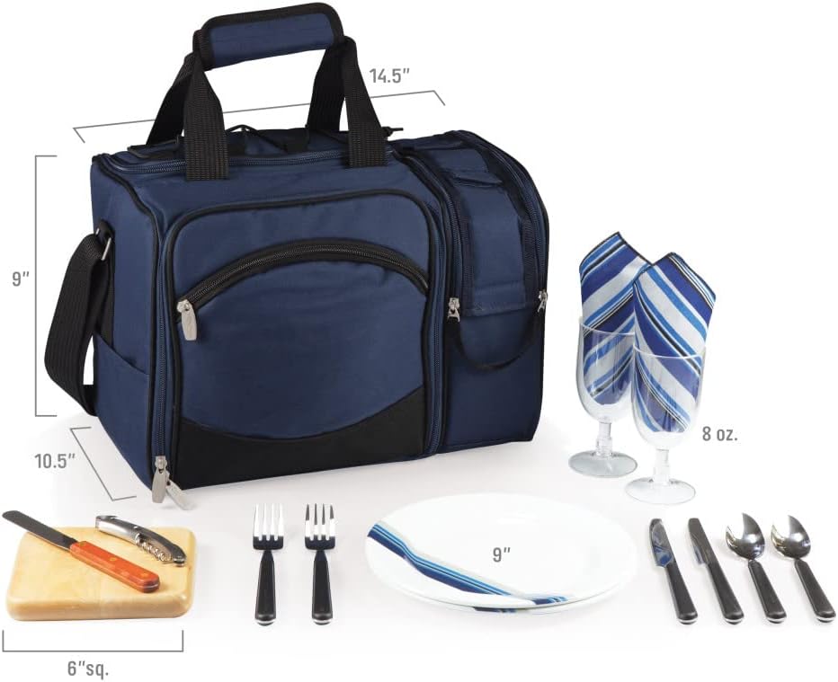 NCAA Malibu Cooler Picnic Basket - Insulated Tote with Complete Picnic Set