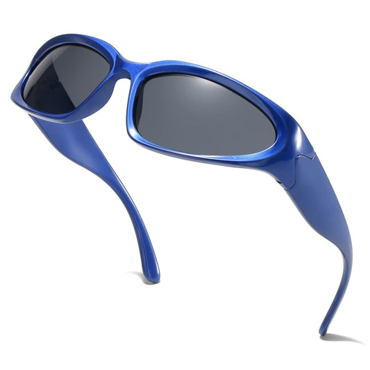 aisswzber Wrap Around Sports Sunglasses for Men Women Fashion Oval Thick Frame Lightweight Durable Plastic for Outdoor UV400